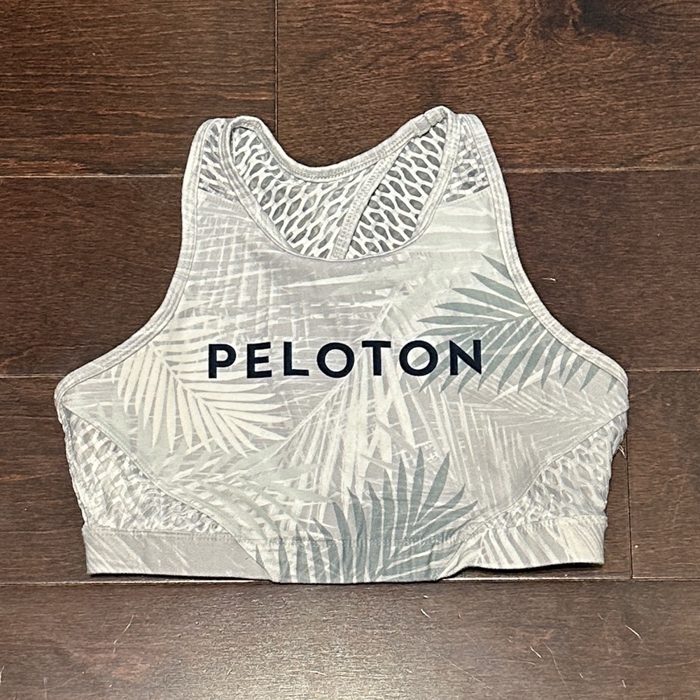 Peloton WITH White and Gray Leaf Sports Bra